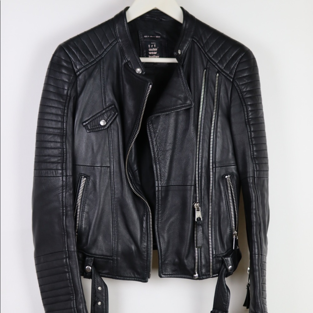 ZARA Black Faux Leather motor jacket